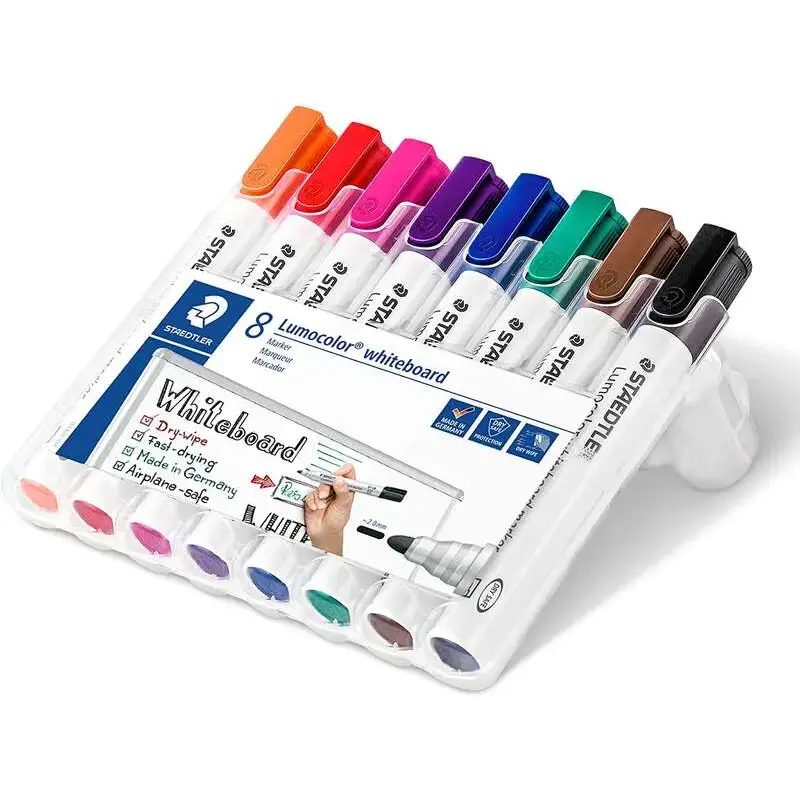 Staedtler Lumocolor 351 Pack de 8 Marcadores para Pizarra Blanca - Secado Rapido - Colores Surtidos | Ahorro Imprimiendo
