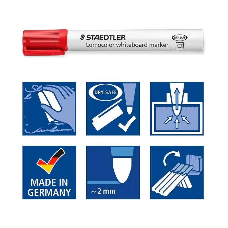 Staedtler Lumocolor 351 Pack de 8 Marcadores para Pizarra Blanca - Secado Rapido - Colores Surtidos | Ahorro Imprimiendo