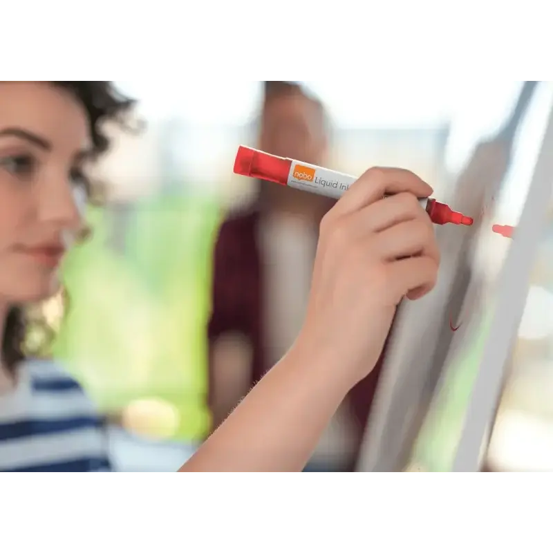 Nobo Pack de 10 Rotuladores para Pizarra Blanca - Punta Redonda 3mm - Tinta Liquida - Ventana para Ver el Nivel de Tinta - Color