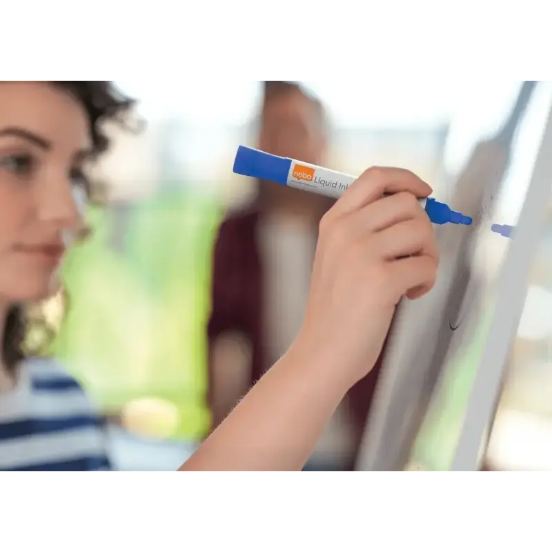 Nobo Pack de 10 Rotuladores para Pizarra Blanca - Punta Redonda 3mm - Tinta Liquida - Ventana para Ver el Nivel de Tinta - Color