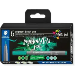 Staedtler 371 Pack de 6 Rotuladores Punta de Pincel Suave - Colores Vivos y Brillantes - No Amarillea con el Paso del Tiempo - N