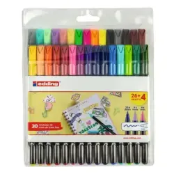 Edding 1200 Pack de 30 Rotuladores - Punta Redonda - Tinta con Base de Agua - Colores Clasicos, Neon y Pastel Surtidos | Ahorro