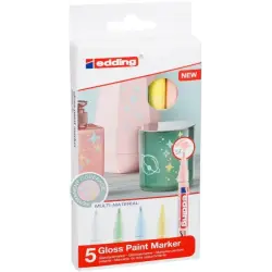 Edding 751 Pack de 5 Rotuladores Permanentes - Punta Redonda - Trazo entre 1 y 2 mm. - Tinta Opaca - Secado Rapido - Colores Sur