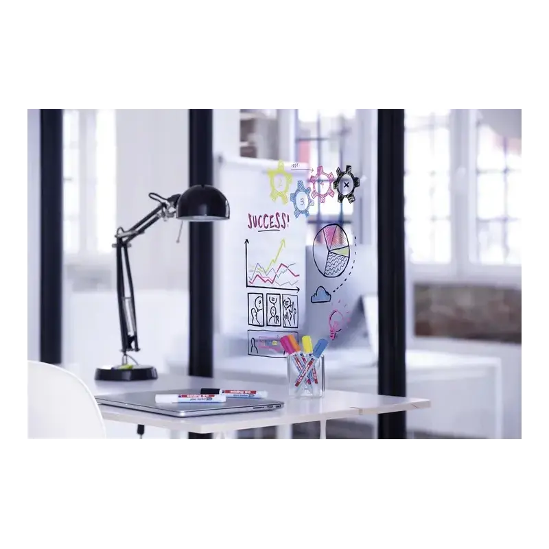 Edding 95 Pack de 6 Rotuladores para Cristal - Punta Redonda - Trazo 1.5-3mm - Colores Blanco, Amarillo, Negro, Naranja, Rosa y