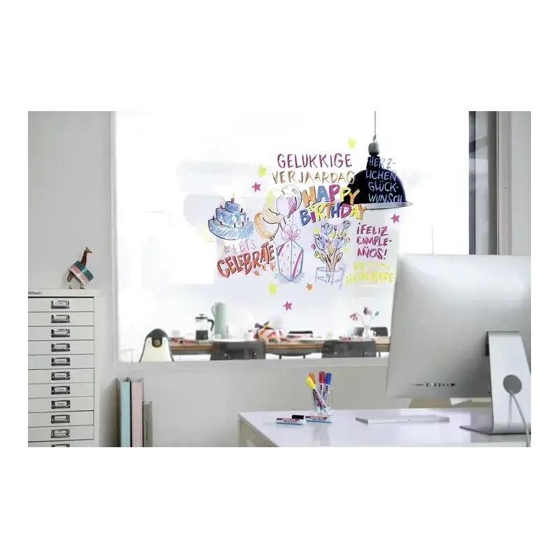 Edding 95 Pack de 6 Rotuladores para Cristal - Punta Redonda - Trazo 1.5-3mm - Colores Blanco, Amarillo, Negro, Naranja, Rosa y