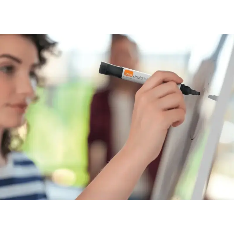 Nobo Pack de 10 Rotuladores para Pizarra Blanca - Punta Redonda 3mm - Tinta Liquida - Ventana para Ver el Nivel de Tinta - Color