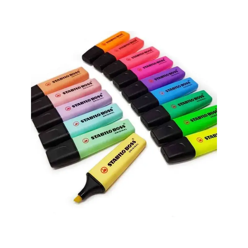 Stabilo Boss 70 Pack de Escritorio de 15 Marcadores Fluorescente - Practica Base para Escritorio - Trazo entre 2 y 5mm - Recarga