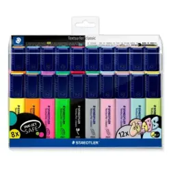 Staedtler Textsurfer Classic 364 Pack de 20 Marcadores Fluorescentes - Punta Biselada 1 - 5mm Aprox - Secado Rapido - Colores Su