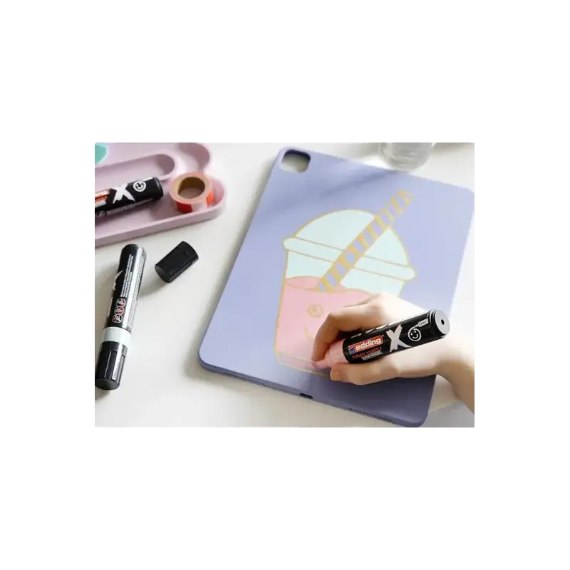 Edding X 6900 Pastel Pack de 3 Rotuladores Multisuperficie Permanentes de Tinta Opaca - Punta Biselada con Trazo 2-10mm - Color