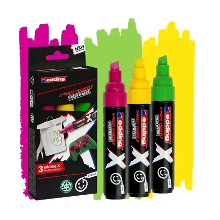 Edding X 6900 Caramelo Pack de 3 Rotuladores Multisuperficie Permanentes de Tinta Opaca - Punta Biselada con Trazo 2-10mm - Colo