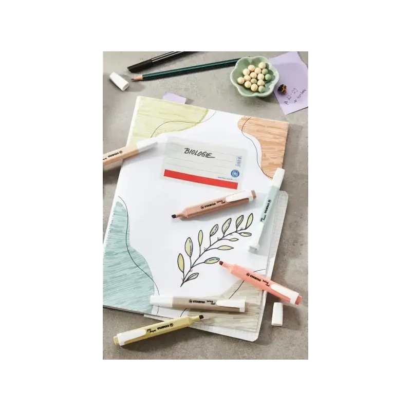 Stabilo Swing Cool Naturecolors Expositor con 16 Marcadores Fluorescentes - Cuerpo Plano - Punta Biselada - Trazo entre 1 y 4mm