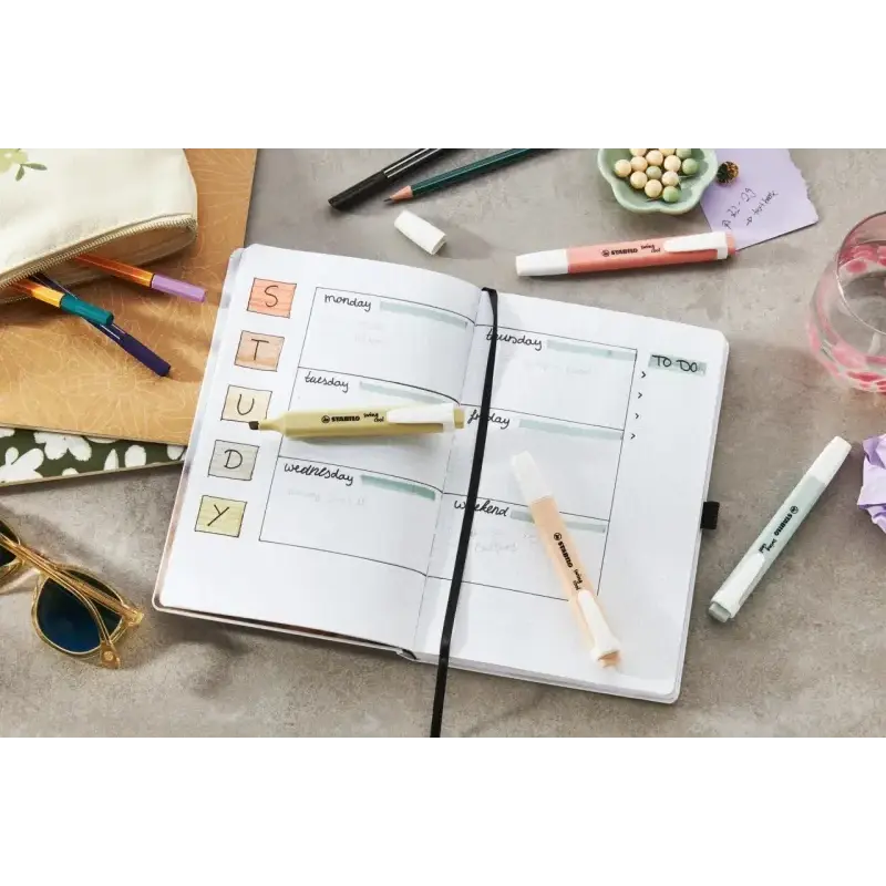 Stabilo Swing Cool Naturecolors Expositor con 16 Marcadores Fluorescentes - Cuerpo Plano - Punta Biselada - Trazo entre 1 y 4mm