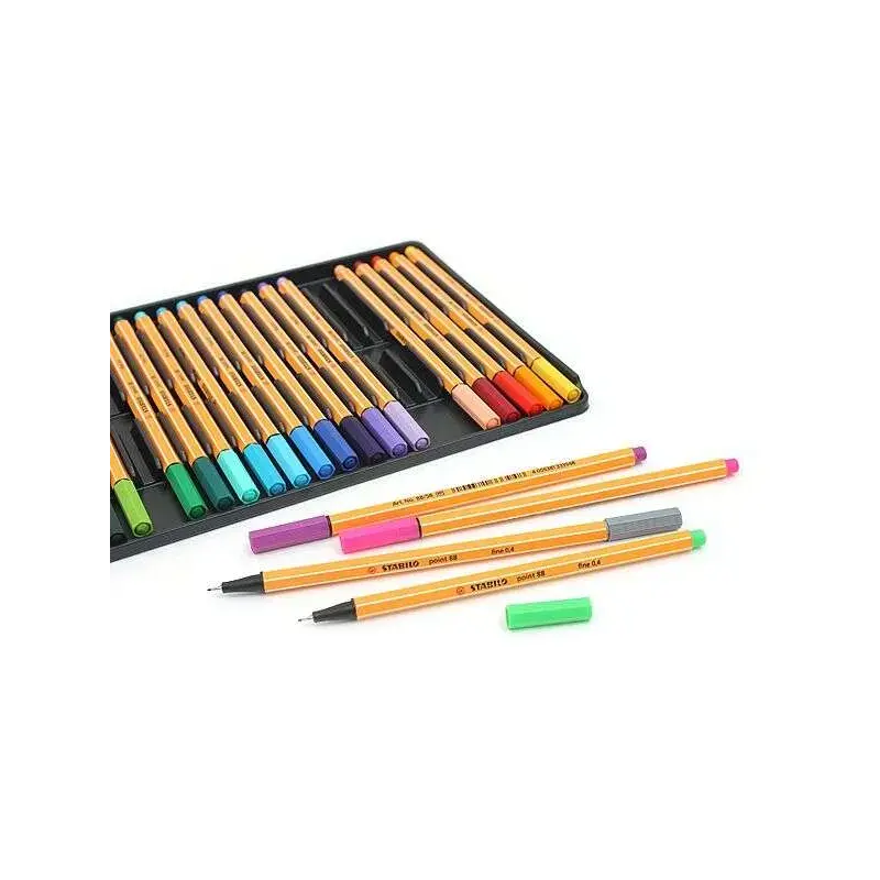 Stabilo Point 88 Pack de 25 Rotuladores de Punta Fina de Fibra - Trazo de 0.4 mm - Tinta con Base de Agua - Colores Surtidos | A