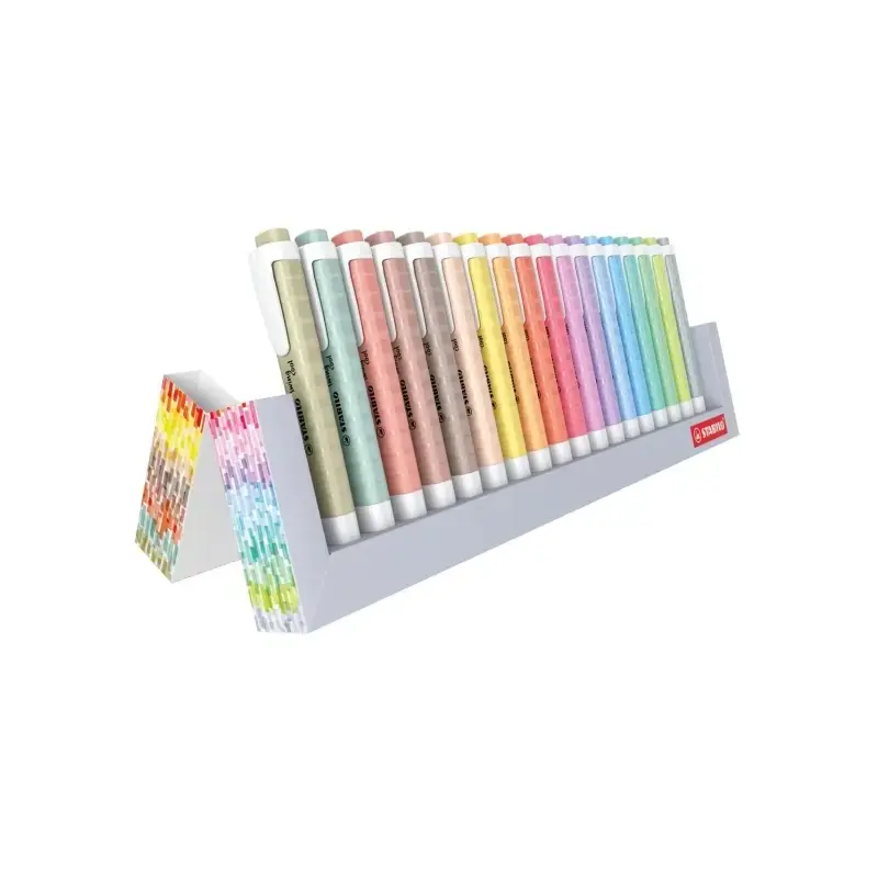 Stabilo Swing Cool Set de Mesa de 18 Marcadores Fluorescentes - Cuerpo Plano - Punta Biselada - Trazo entre 1 y 4mm - Tinta con