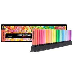 Stabilo Boss Arty Line Pack de 23 Marcadores Fluorescentes - Trazo entre 2 y 5mm - Recargable - Tinta con Base de Agua - Colores
