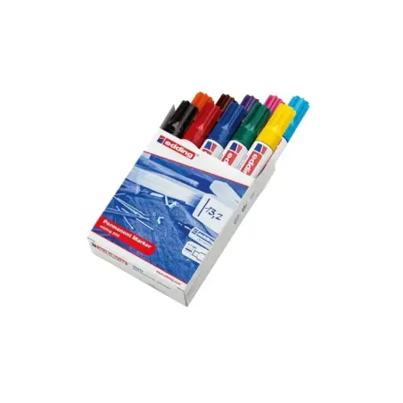 Edding 500 Pack de 10 Rotuladores Permanentes - Punta Biselada - Trazo entre 2 y 7mm - Recargable - Secado Instantaneo - Colores