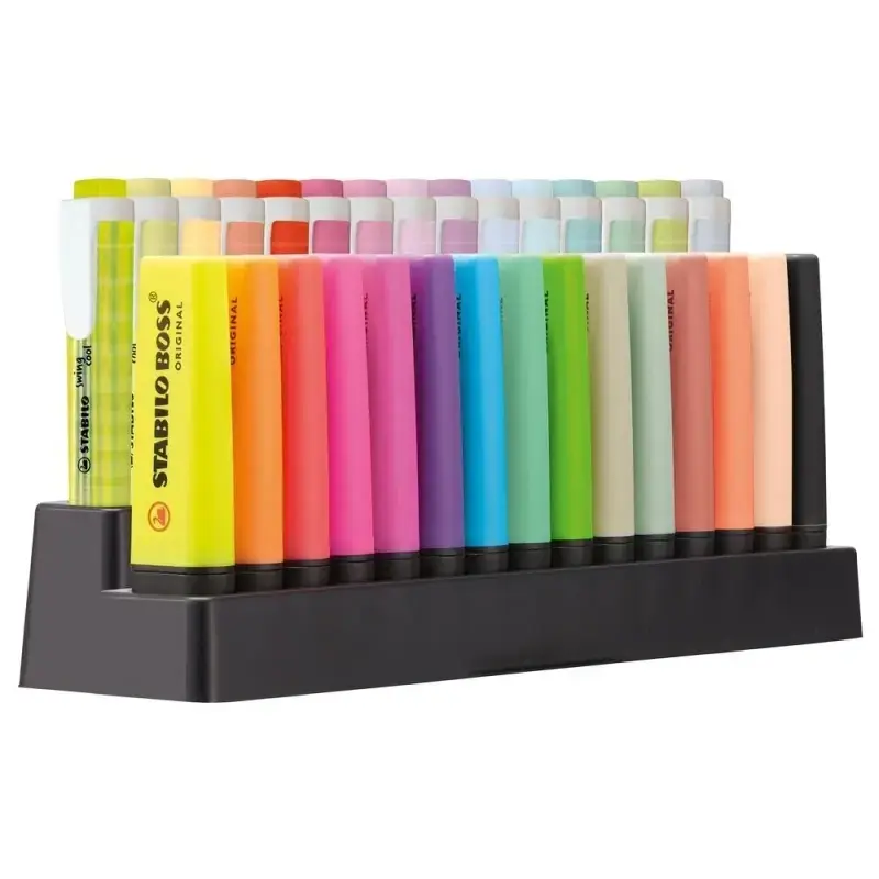 Stabilo Pack de Set de Mesa con 15 Marcadores Stabilo Boss y 15 Marcadores Swing Cool - Tinta con Base de Agua - Colores Surtido