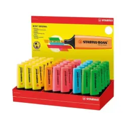 Stabilo Boss 70 Expositor de 45 Marcadores Fluorescentes - Trazo entre 2 y 5mm - Recargable - Tinta con Base de Agua - Colores S