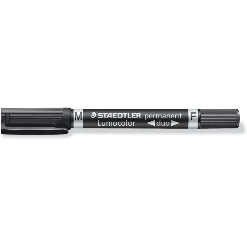 Staedtler Lumocolor 348 Expositor con 30 Rotuladores Permanentes de Doble Punta - Secado Rapido - Color Negro | Ahorro Imprimien