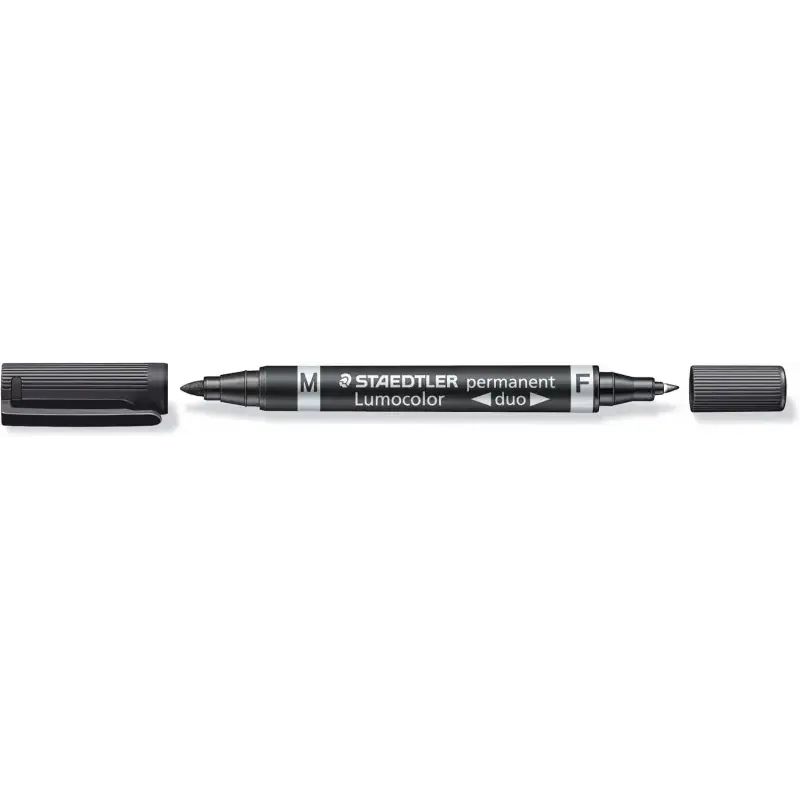 Staedtler Lumocolor 348 Expositor con 30 Rotuladores Permanentes de Doble Punta - Secado Rapido - Color Negro | Ahorro Imprimien