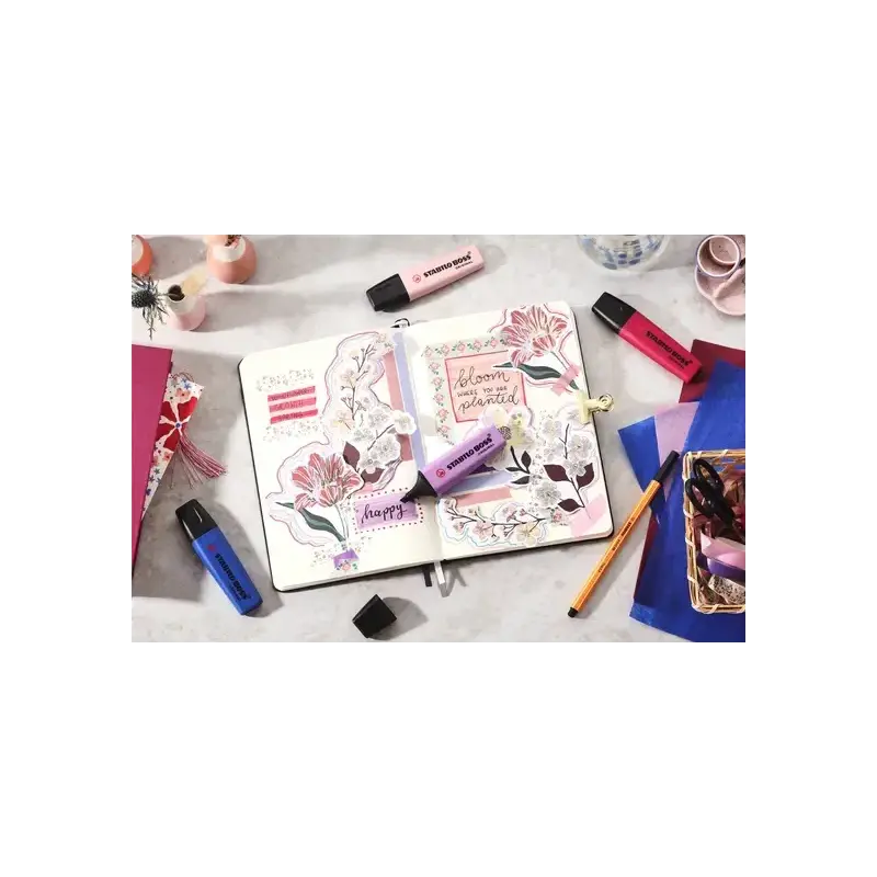 Stabilo Boss Naturecolors Wildflower Expositor con 15 Marcadores Boss + 38 Boligrafos Pointball -Tinta de los Boligrafos Azul -