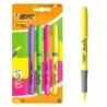 Bic Highlighter Grip Pack con 4 Marcadores Fluorescentes - Punta Biselada - Trazo entre 1.60 y 3.30 mm - Grip Texturizado - Colo