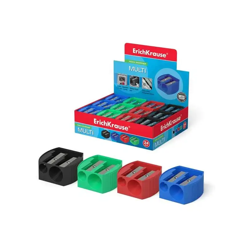 Erichkrause Multi - Sacapuntas de Plastico con Dos Orificios - Diametros de 8mm y 11mm - Color Surtido | Ahorro Imprimiendo