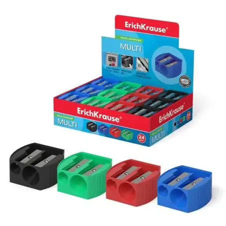 Erichkrause Multi - Sacapuntas de Plastico con Dos Orificios - Diametros de 8mm y 11mm - Color Surtido | Ahorro Imprimiendo