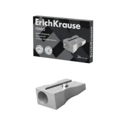 Erichkrause Ferro Sacapuntas de Aluminio con Agarre Ergonomico - Orificio de 8mm - Cuchilla de Acero al Carbono - Color Aluminio