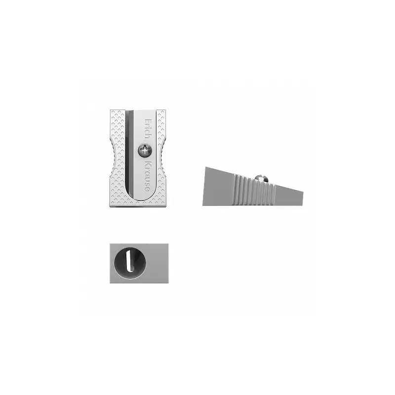 Erichkrause Ferro Sacapuntas de Aluminio con Agarre Ergonomico - Orificio de 8mm - Cuchilla de Acero al Carbono - Color Aluminio