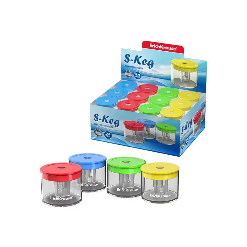Erichkrause S-Keg Sacapuntas con Deposito - 1 Orificio - Cuchilla de Acero al Carbono - Colores Surtidos | Ahorro Imprimiendo