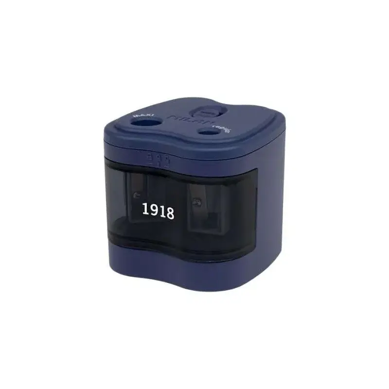 Milan 1918 Serie Sacapuntas Electrico Doble Estandar y Maxi - Cuchilla de Acero al Carbono con Seguridad - Gran Deposito - Pilas