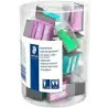 Staedtler Expositor con 18 Sacapuntas de Plastico - 2 Agujeros - Angulo de Afilado 23° y 30° - Colores Surtidos | Ahorro Imprimi