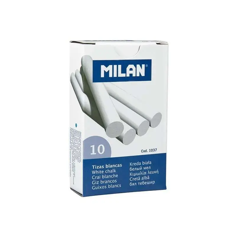 Milan Pack de 10 Tizas - Redondas - No Contienen Caseina - Color Blanco | Ahorro Imprimiendo