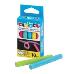 Carioca Pack de 10 Tizas Estandar - sin Polvo - Colores Brillantes - Lavables - Faciles de Borrar - Color Varios | Ahorro Imprim