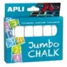 Apli Pack de 6 Tizas Redondas Jumbo - Tamaño Ø 25 x 105mm - Sulfato de Calcio Bajo en Residuo - Aptas para Uso Escolar - Color B