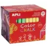Apli Pack de 100 Tizas Redondas de Colores Surtidos Ø 9 x 80mm - Sin Polvo - Ideales para Escribir, Dibujar y Colorear en Pizarr