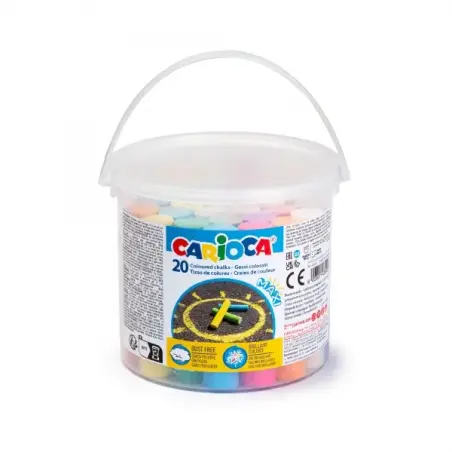 Carioca Pack de 20 Tizas Maxi Bote con Asa - sin Polvo - Colores Brillantes - Lavables - Faciles de Borrar - Color Varios | Ahor