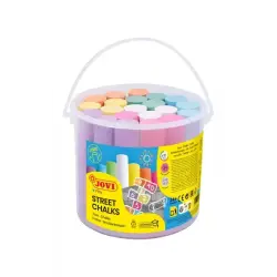 Jovi Street Chalks Bote 21 Tizas Jumbo - Especiales para Dibujar en El Suelo - Tizas Redondas - Facil Eliminacion con Agua - Poc