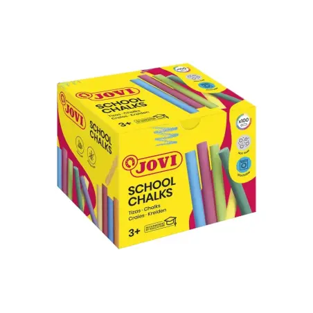 Jovi Classcolor Caja de 100 Tizas Antipolvo - Especiales para Dibujar en El Suelo - Ideales para Juegos y Murales en Asfalto - F