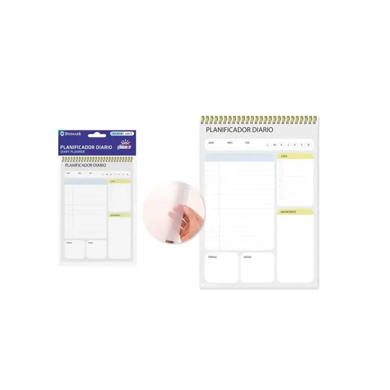 Ingraf Planificador Diario - Medidas 15x21cm - Espiral con Tapa de Polipropileno - 50 Hojas de 80grs | Ahorro Imprimiendo