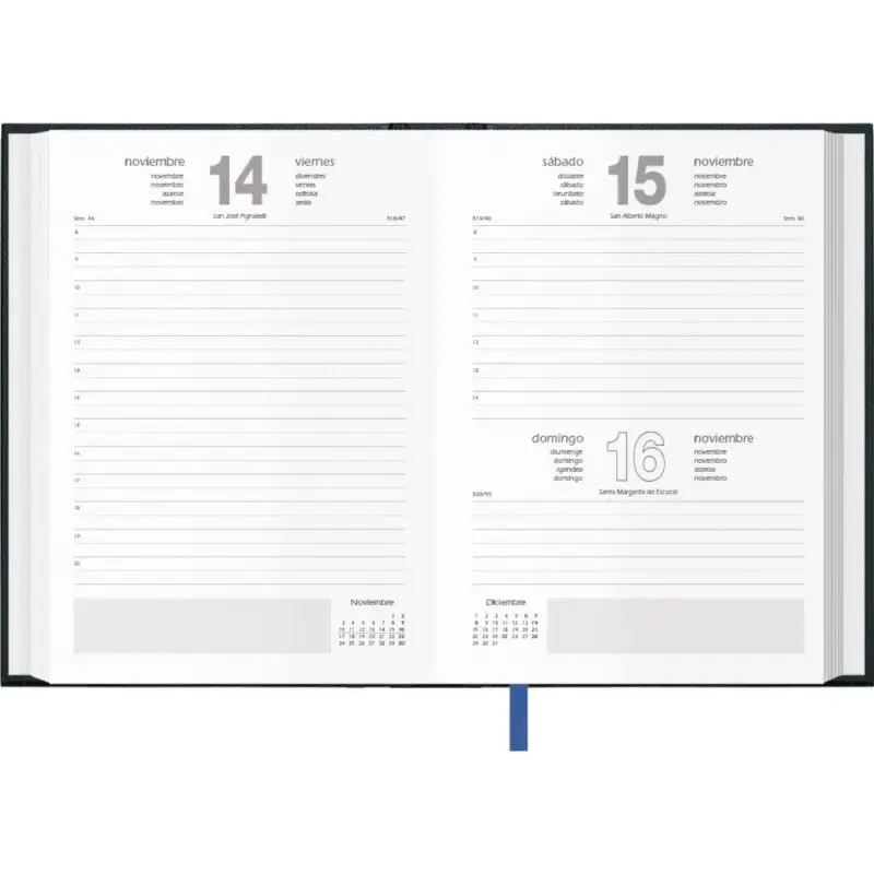 Dohe Segovia Agenda Anual - Dia Pagina - Sabado y Domingo misma Pagina - Tamaño 14x20cm - Color Negro | Ahorro Imprimiendo