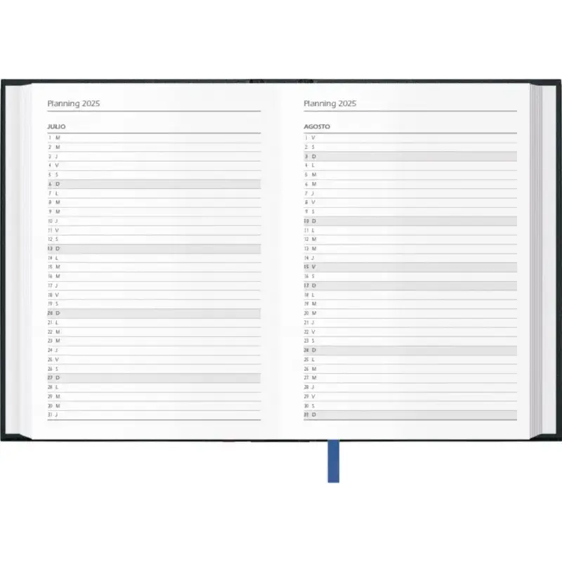 Dohe Segovia Agenda Anual - Dia Pagina - Sabado y Domingo misma Pagina - Tamaño 14x20cm - Color Negro | Ahorro Imprimiendo