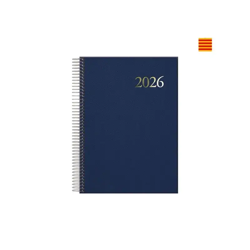 Dohe Segovia Agenda Anual Espiral en Catalan - Dia Pagina - Sabado y Domingo misma Pagina - Tamaño 14x20cm - Color Azul | Ahorro