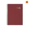 Dohe Segovia Agenda Anual Espiral en Catalan - Dia Pagina - Sabado y Domingo misma Pagina - Tamaño 14x20cm - Color Burdeos | Aho