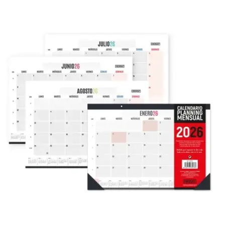 Ingraf Planificador de Mesa Mensual - Encolado con Tapa de Polipropileno - 12 Hojas de Faciles de Arrancar | Ahorro Imprimiendo