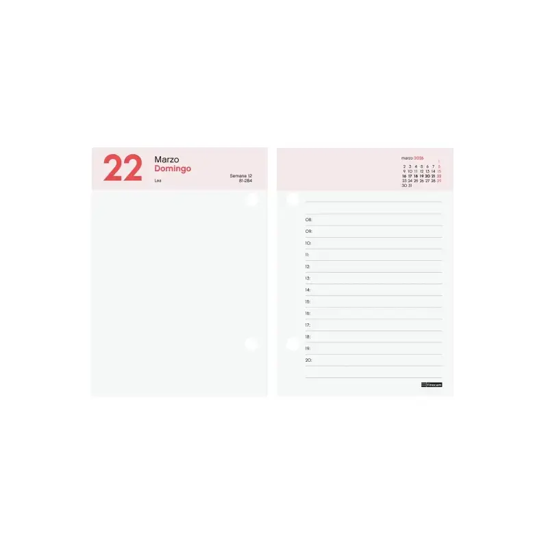 Finocam Taco de Sobremesa - Anual 2026 - 85x35x120mm - Sobremesa - Color Blanco y Rojo | Ahorro Imprimiendo