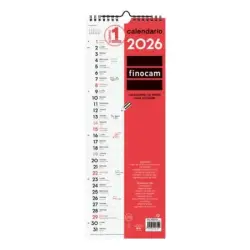Finocam Calendario de Pared - Anual 2026 - 155x5x440mm - Espacio para Escribir - Color Blanco y Rojo | Ahorro Imprimiendo
