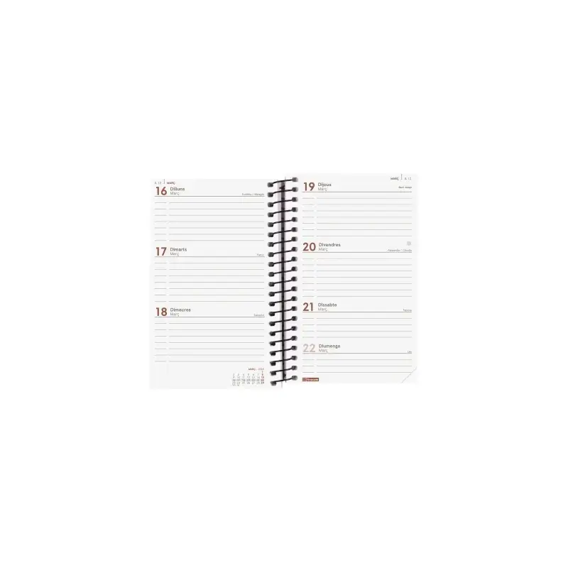 Finocam Opaque Agenda de Espiral en Catalan - Anual 2026 - Tapa Ligera - Cierre con Goma Elastica - Formato E3 - 85x14x127mm - S