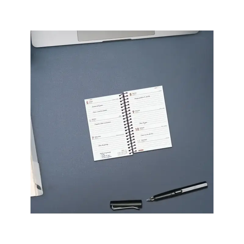 Finocam Opaque Agenda de Espiral - Anual 2026 - Tapa Ligera - Cierre con Goma Elastica - Formato E3 - 85x14x127mm - Semana Vista